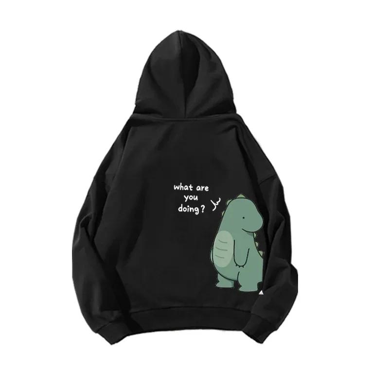 Kawaii Dino Duo Cartoon Hoodie