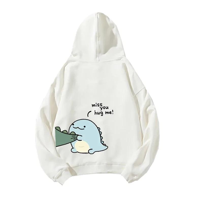 Kawaii Dino Duo Cartoon Hoodie