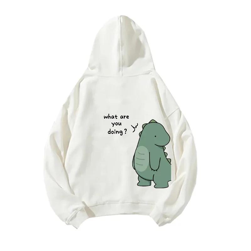 Kawaii Dino Duo Cartoon Hoodie