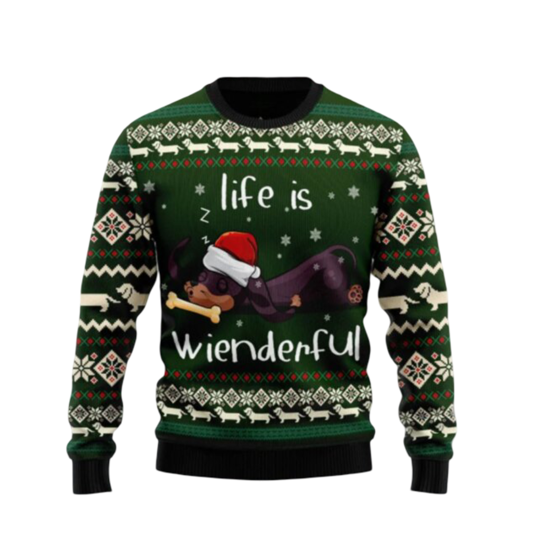 Kawaii Christmas Dachshund  Print Sweater