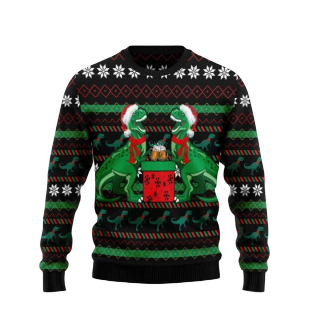 Kawaii Christmas Dinosaur Printed Sweater