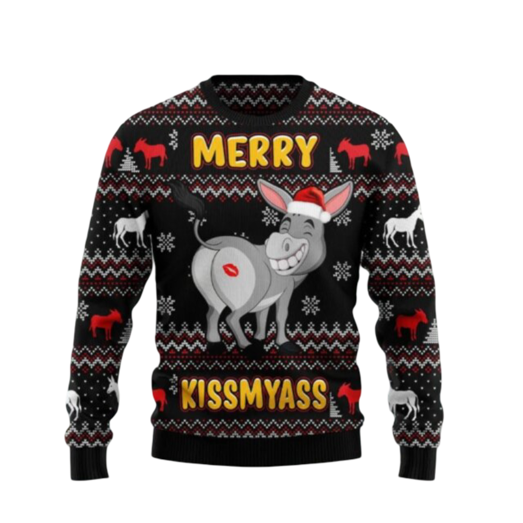 Kawaii Donkey Print Christmas Sweater