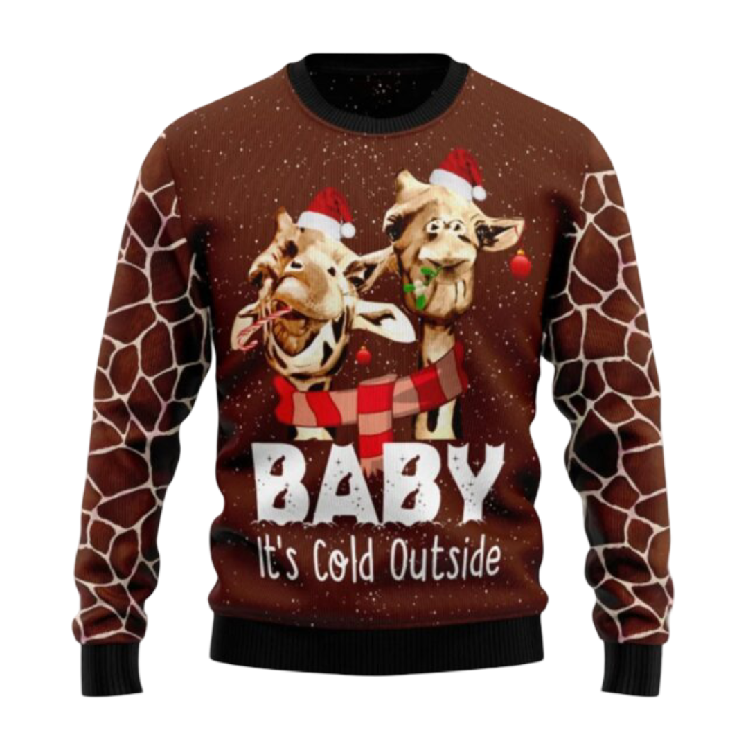 Kawaii Christmas Giraffe Printed Sweater