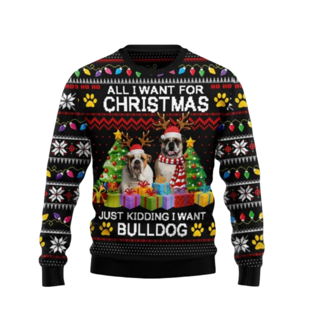 Kawaii Christmas Dog Print Sweater
