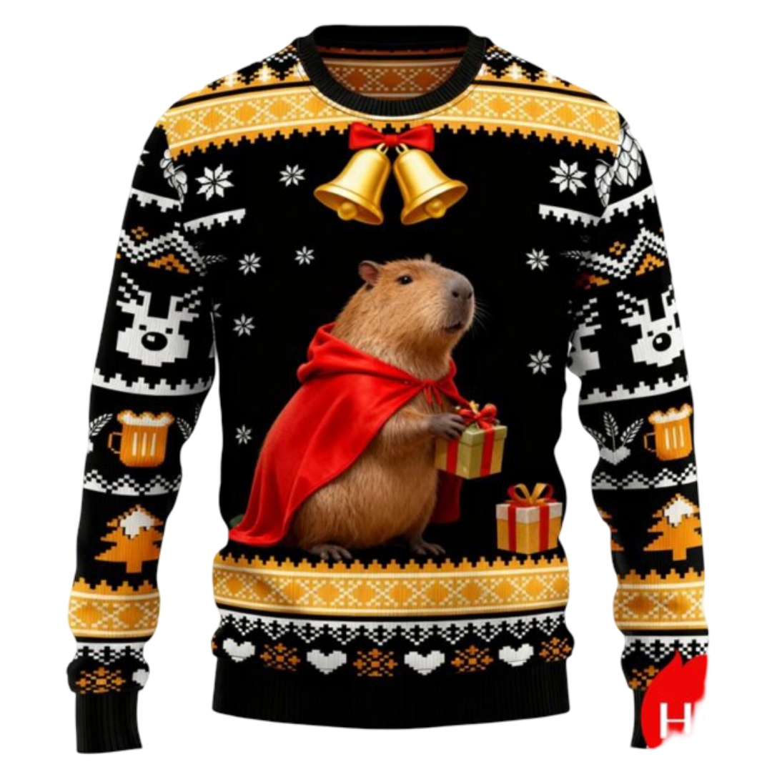 Kawaii Christmas Capybara With Gift 3D Printed Sweatshirt Kawaii Christmas Capybara With Gift 3D Printed Sweatshirt