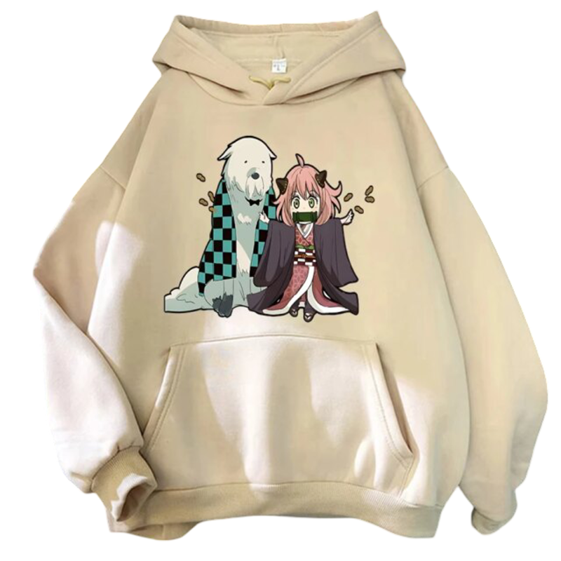 Kawaii Spy X Family Anya And Bond Printed Hoodie