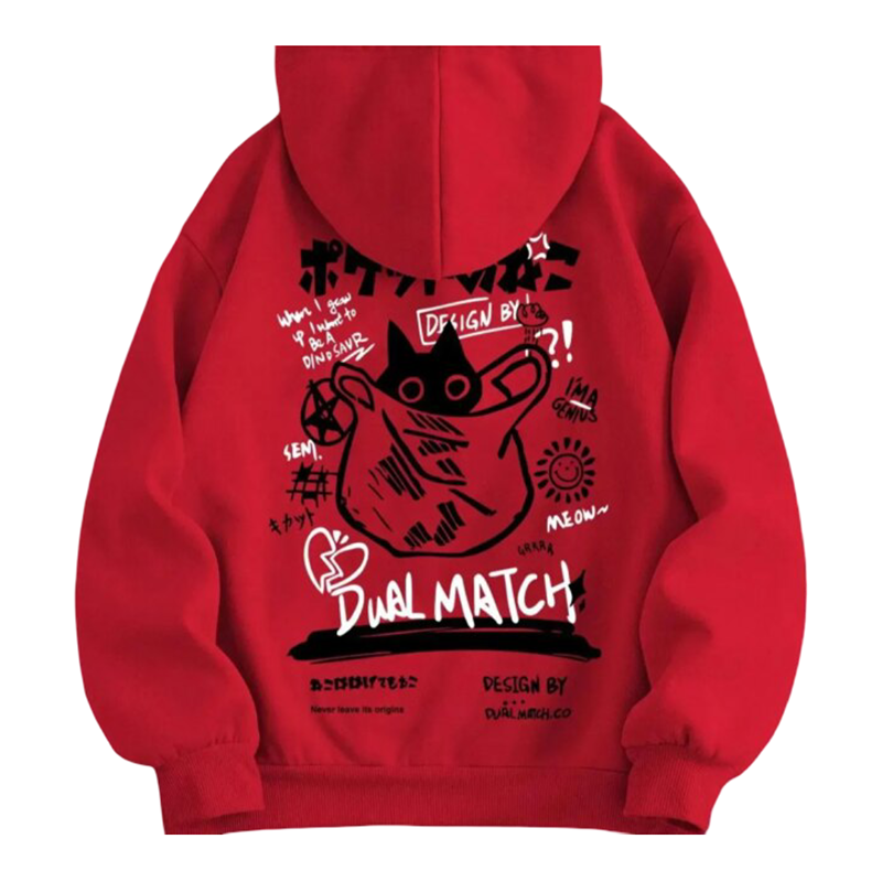 Kawaii Black Cat Casual Hoodie