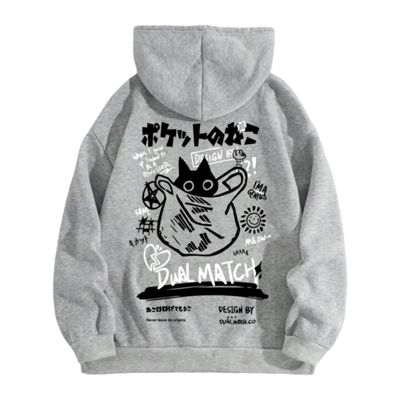 Kawaii Black Cat Casual Hoodie