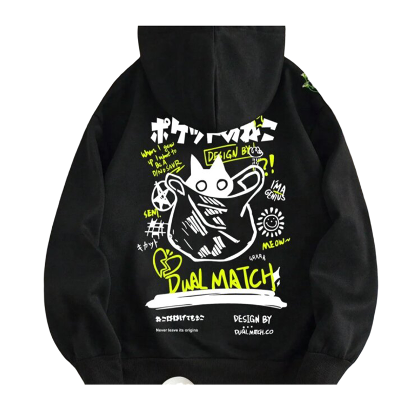 Kawaii Black Cat Casual Hoodie