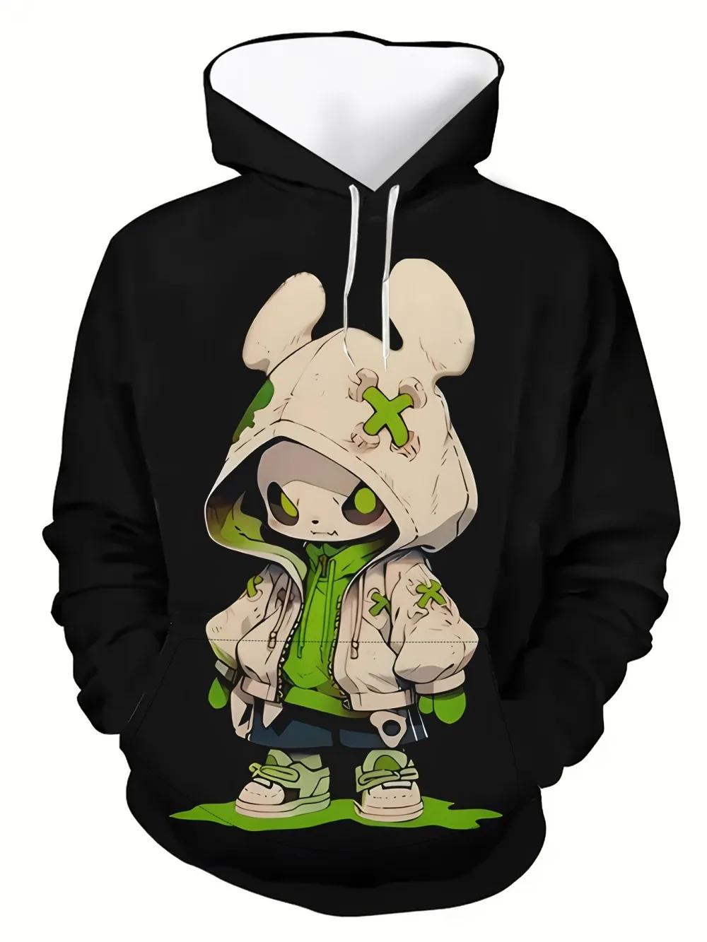 Kawaii Cartoon Character Print Hoodie
