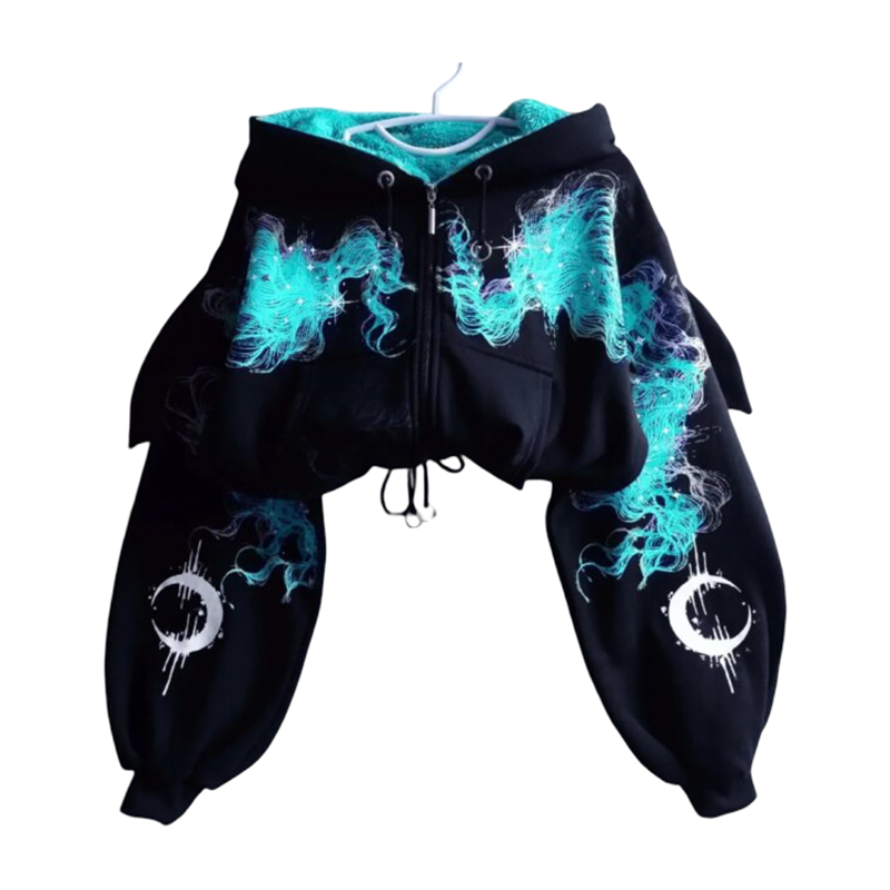 Kawaii Women Short Zipper Hoodie