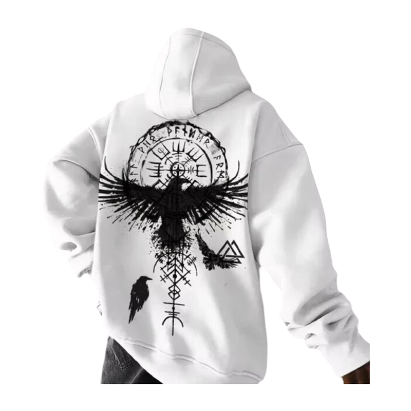 Kawaii Totem Viking Eagle Print Hoodie