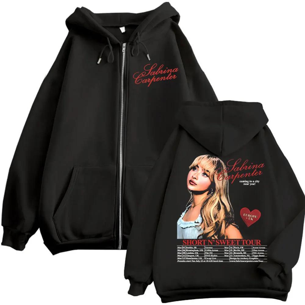 Kawaii Sabrina Carpenter Print Zipper Hoodie