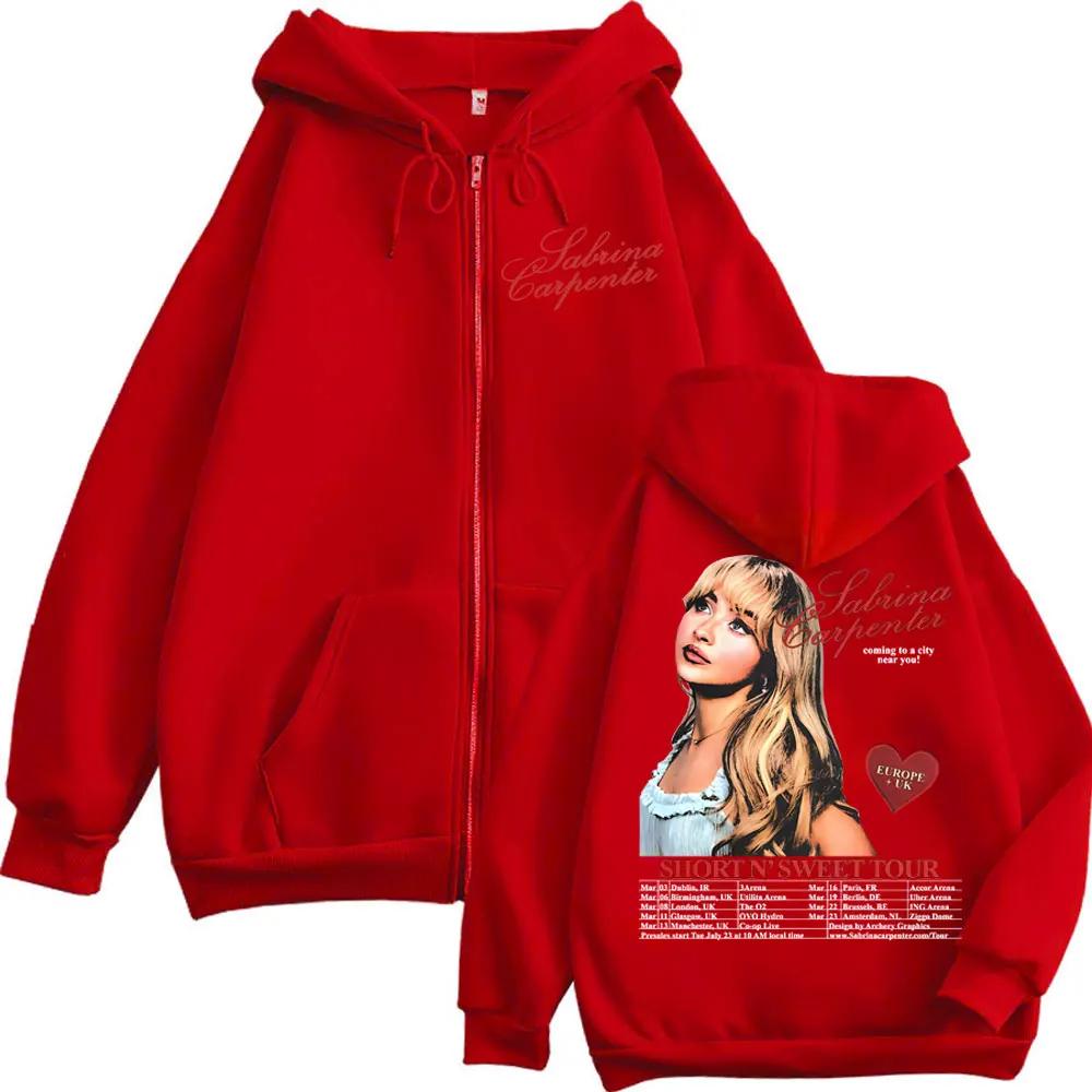 Kawaii Sabrina Carpenter Print Zipper Hoodie