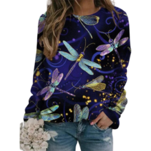 Kawaii 3D Dragonfly Pattern Printed Sweatshirt Kawaii 3D Dragonfly Pattern Printed Sweatshirt
