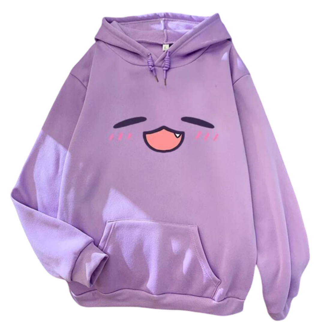Kawaii Anime Tako Takodachi Face Printed Hoodie