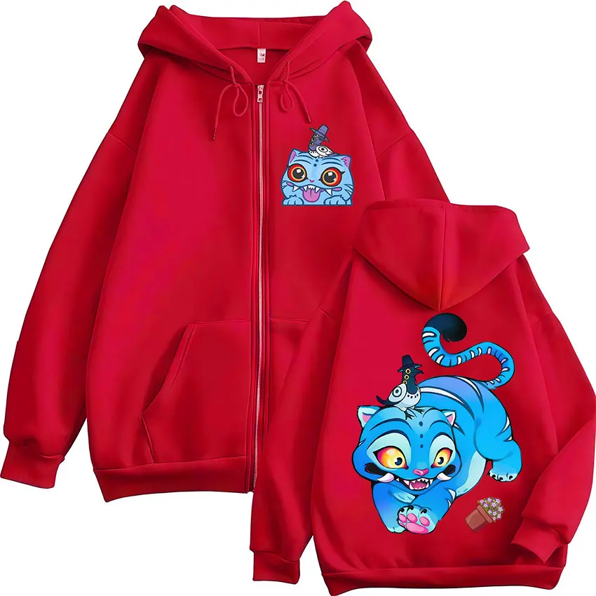  Kawaii KPop Demon Hunters Derpy Tiger Polyester Printed Hoodie