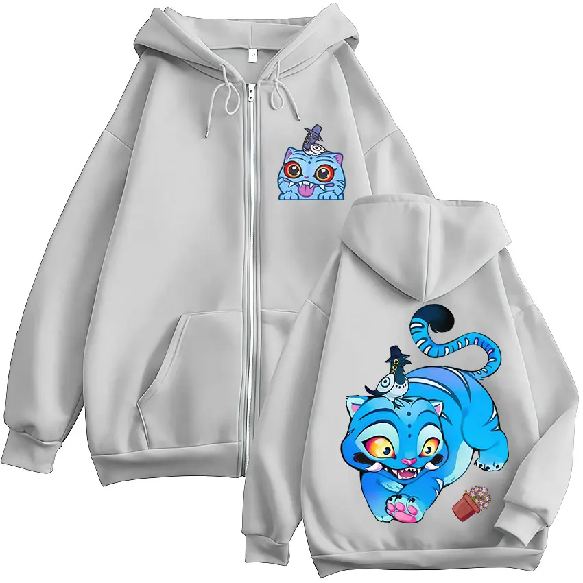  Kawaii KPop Demon Hunters Derpy Tiger Polyester Printed Hoodie