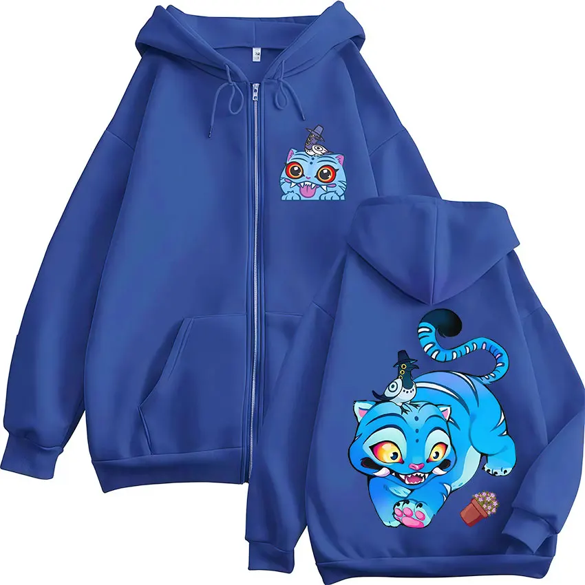  Kawaii KPop Demon Hunters Derpy Tiger Polyester Printed Hoodie