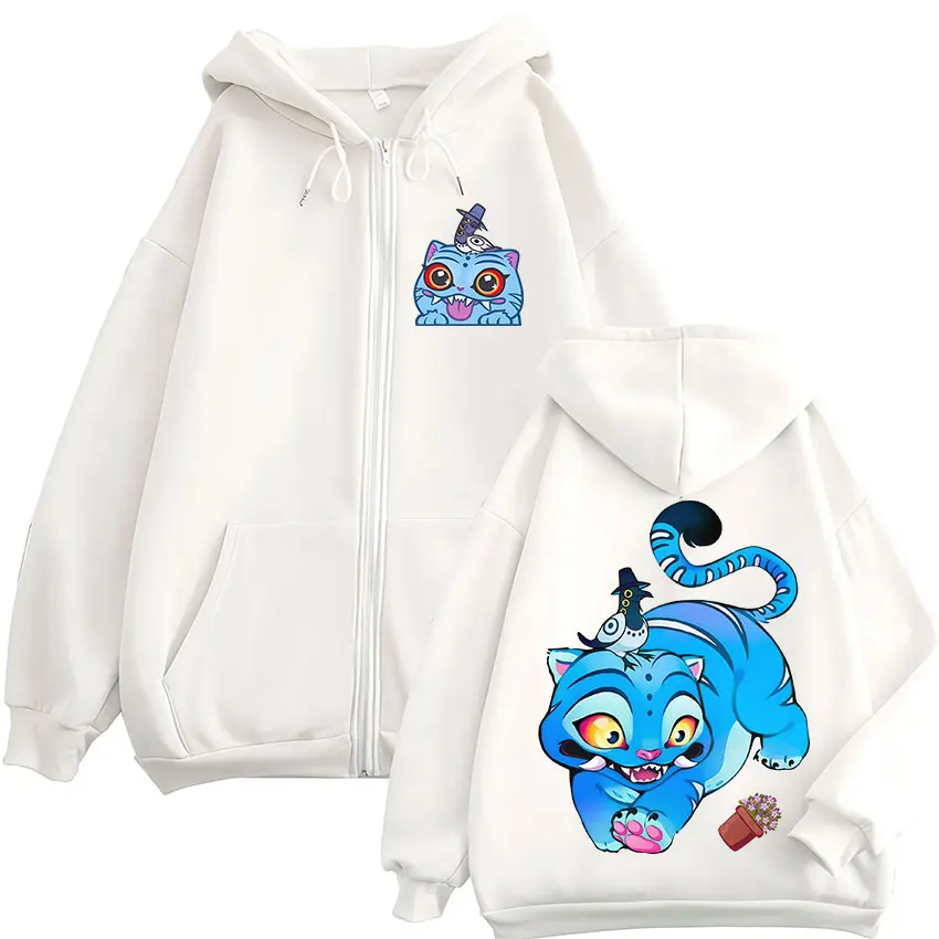  Kawaii KPop Demon Hunters Derpy Tiger Polyester Printed Hoodie