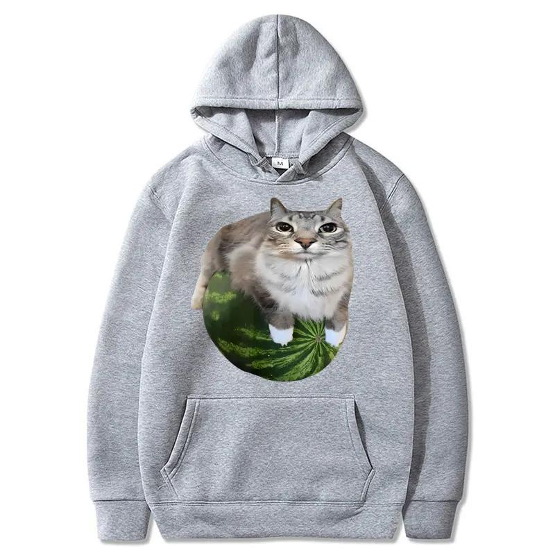 Kawaii Watermelon Cat Printed Hoodie Kawaii Watermelon Cat Printed Hoodie