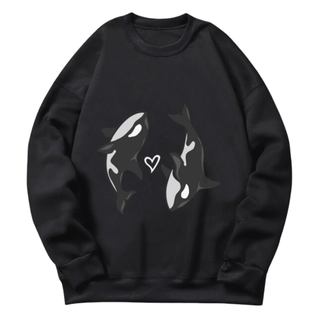 Kawaii Orca Printed Long Sleeve Sweatshirt Kawaii Orca Printed Long Sleeve Sweatshirt