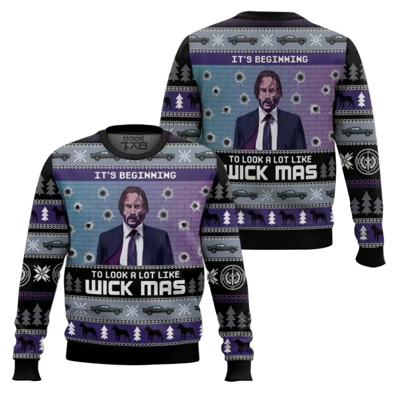 Kawaii Dwarf John Wick Ugly Christmas Sweater