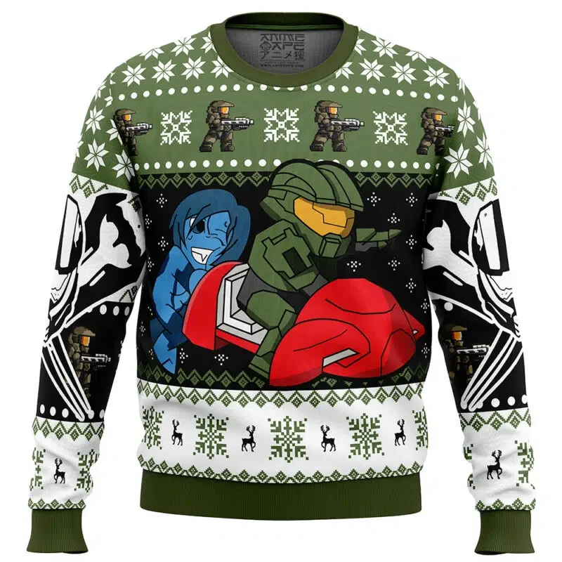 Kawaii Master Chief And Cortana Printed Sweater