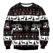 Kawaii Reindeer And Snowflake Christmas Printed Sweater Kawaii Reindeer And Snowflake Christmas Printed Sweater