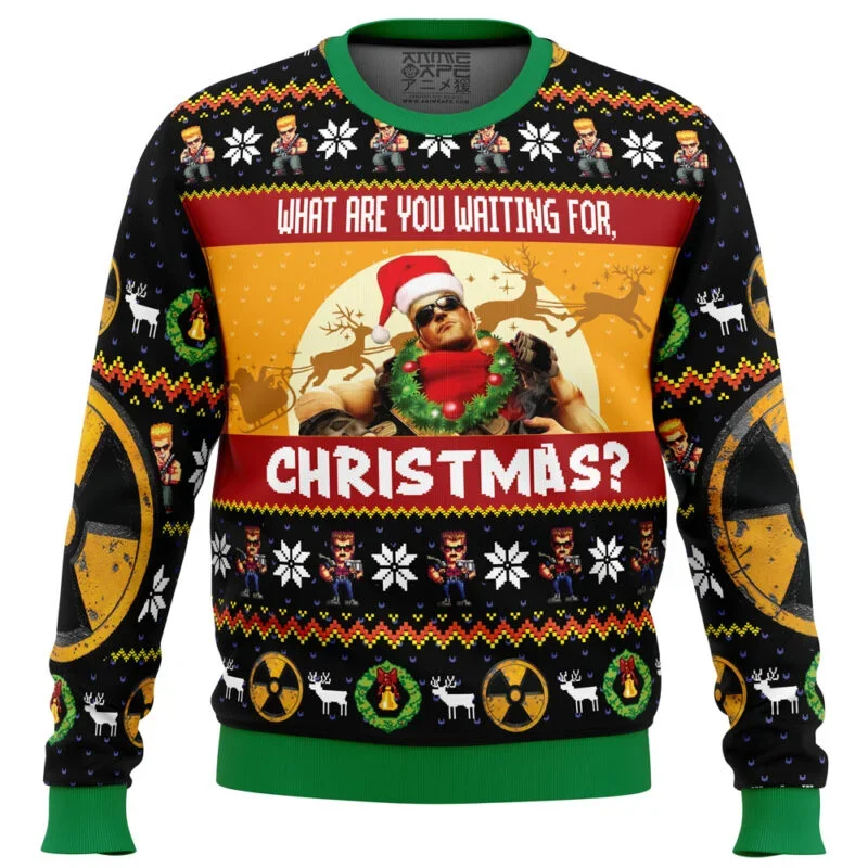 Kawaii Duke Nukem Santa Hat Printed Sweater