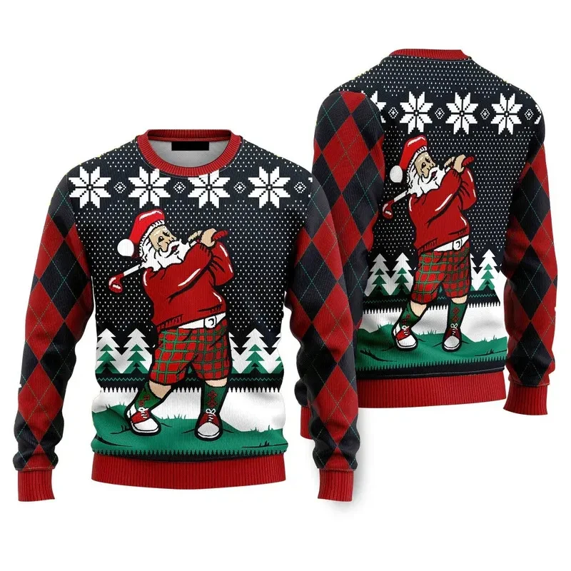Kawaii Golf Santa Claus Printed Sweater
