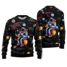 Kawaii Astronaut Fishing Printed Sweater Kawaii Astronaut Fishing Printed Sweater