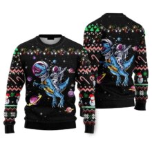 Kawaii Astronaut And Dinosaur Printed Sweater Kawaii Astronaut And Dinosaur Printed Sweater