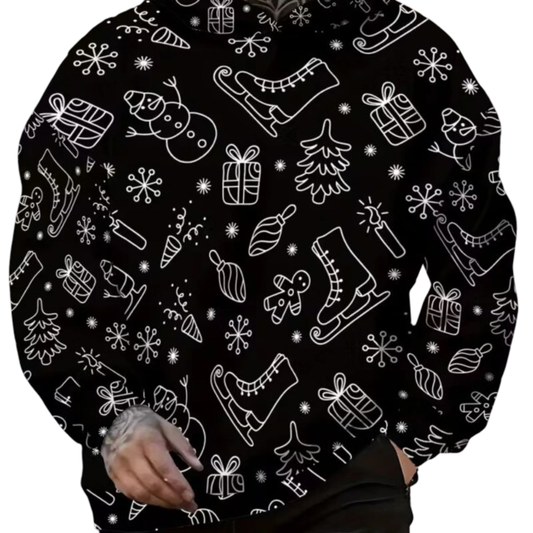 Kawaii Christmas Theme Pattern Printed Hoodie