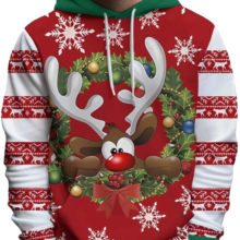 Kawaii Christmas Themed Elk 3D Print Hoodie Kawaii Christmas Themed Elk 3D Print Hoodie