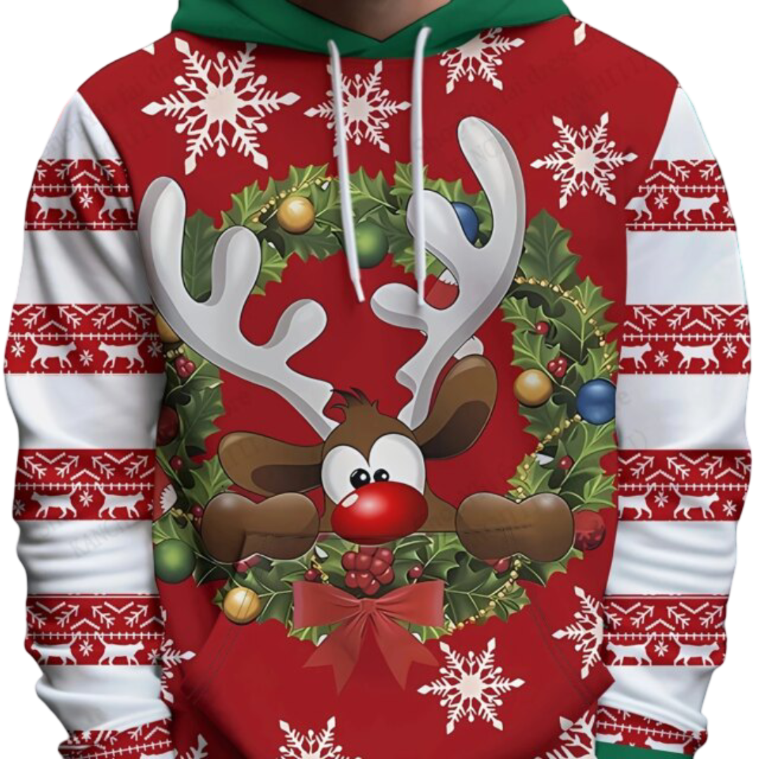 Kawaii Christmas Themed Elk 3D Print Hoodie