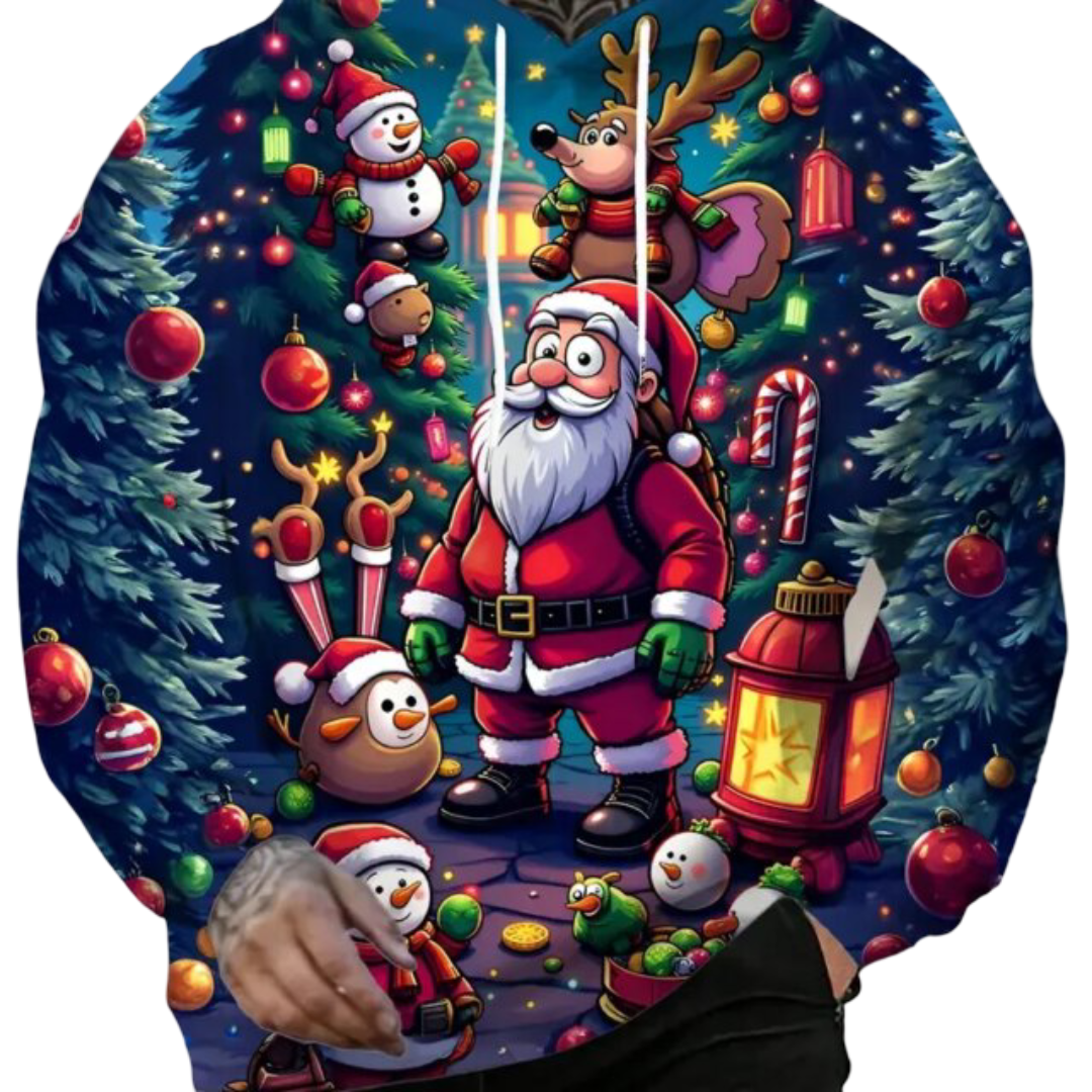 Kawaii Santa Claus With Gifts 3D Print Hoodie