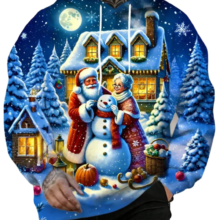 Kawaii Santa And Mrs.Claus With Snowman 3D Print Hoodie Kawaii Santa And Mrs.Claus With Snowman 3D Print Hoodie