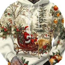 Kawaii Santa Claus Riding 3D Print Hoodie Kawaii Santa Claus Riding 3D Print Hoodie
