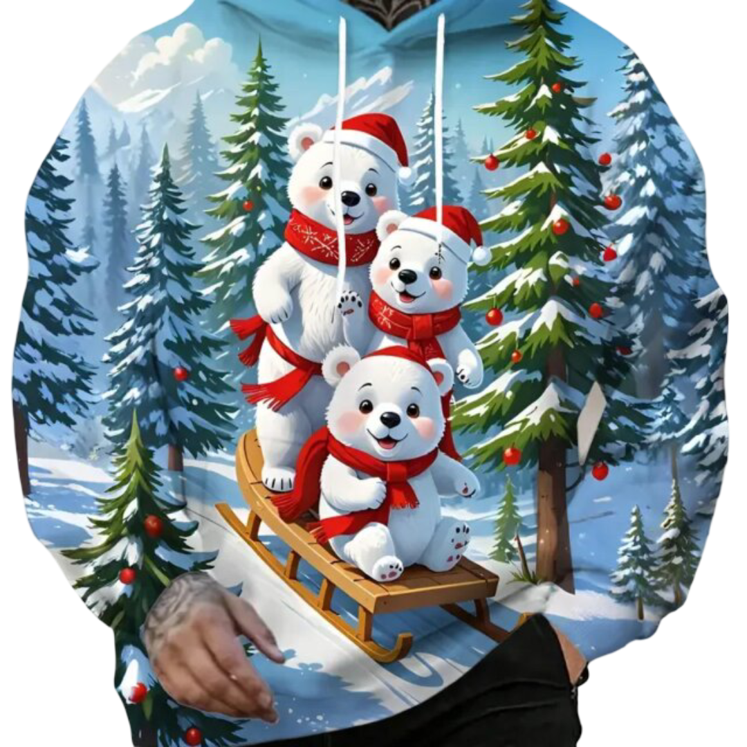 Kawaii Christmas Polar Bear 3D Printed Hoodie