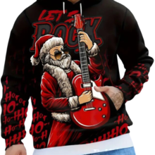 Kawaii Santa Claus With Guitar 3D Printed Hoodie Kawaii Santa Claus With Guitar 3D Printed Hoodie