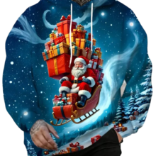 Kawaii Santa Claus Riding With Gifts 3D Printed Hoodie Kawaii Santa Claus Riding With Gifts 3D Printed Hoodie