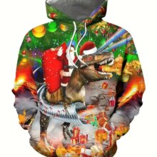 Kawaii Santa Claus Riding Dinosaur 3D Printed Hoodie Kawaii Santa Claus Riding Dinosaur 3D Printed Hoodie