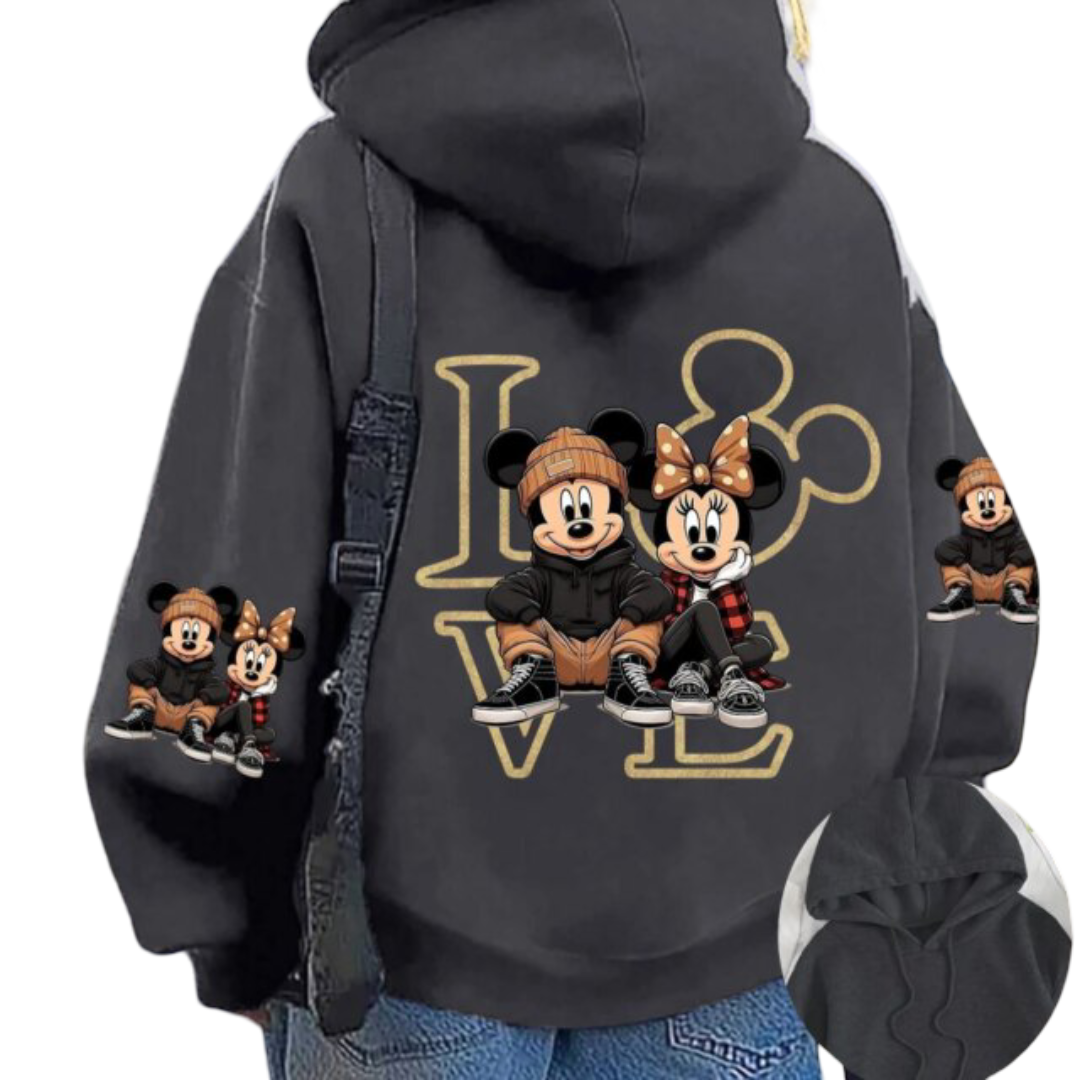 Kawaii Mickey And Minnie Mouse Printed Hoodie Kawaii Mickey And Minnie Mouse Printed Hoodie