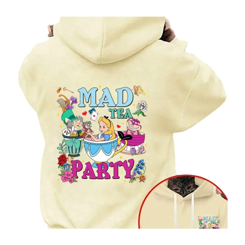 Kawaii Alice In Wonderland Cartoon Print Hoodie Kawaii Alice In Wonderland Cartoon Print Hoodie