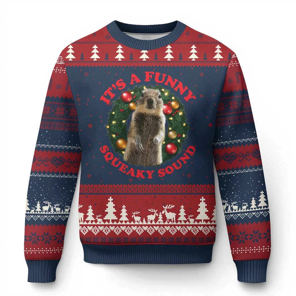 Kawaii Christmas It's A Funny Squirrel Print Sweater