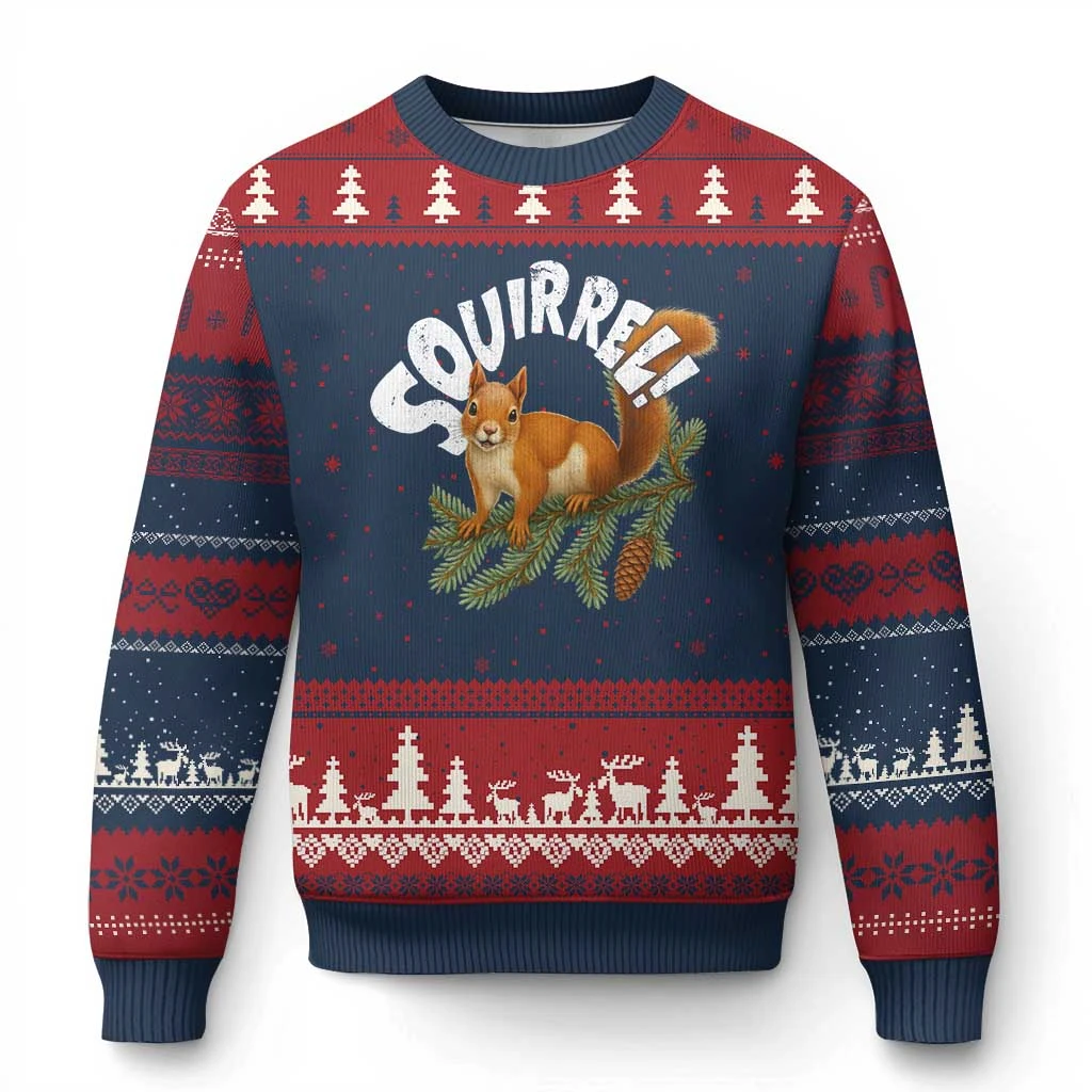 Kawaii Christmas Men Squirrel Print Sweater