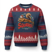 Kawaii Christmas Squirrel Polyester Print Sweater Kawaii Christmas Squirrel Polyester Print Sweater