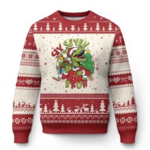Kawaii Christmas Dinosaur Print Sweater Kawaii Christmas Dinosaur Print Sweater