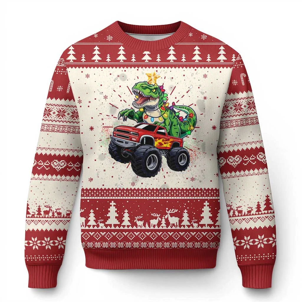 Kawaii Christmas Dinosaur Printed Polyester Sweater Kawaii Christmas Dinosaur Printed Polyester Sweater